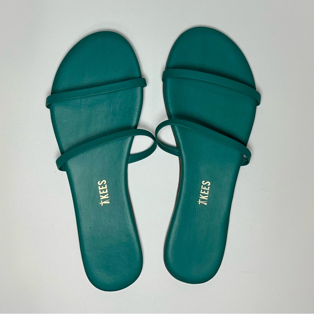 TKEES Gemma Double Strap Sandal, Emerald Green Teal, 8/39 NEW